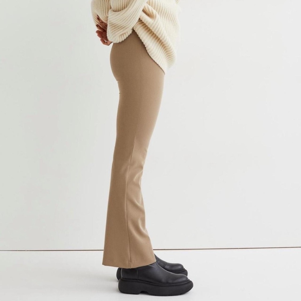 H&M dark beige flared stretch pants